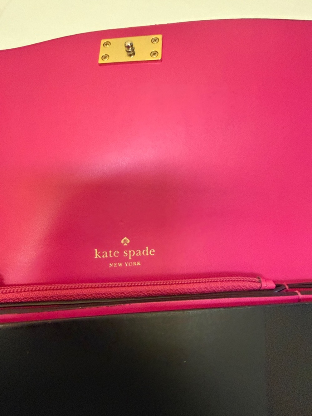 kate spade Arbor Hill Black Leather Wallet pink interior - Picture 5 of 6
